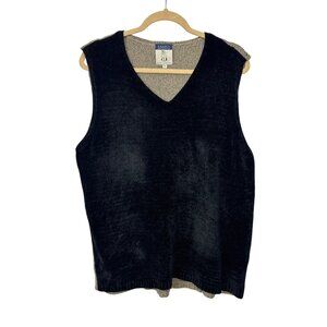 Cousin Johnny V-Neck Sweater Vest L Wool Blend Black Tan Grandpacore